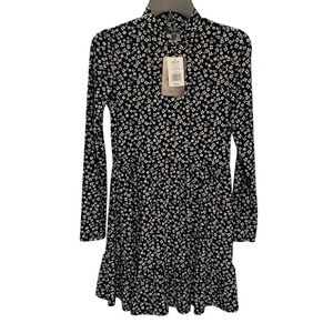 Lily Rose Women's Midi Dress Size Medium High Neck Floral Ruffles Casual Flowy